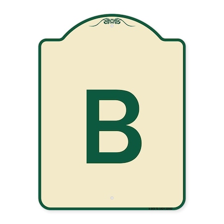 Signmission Designer Series Sign W/ Letter B, Tan & Green Heavy-Gauge Aluminum Sign, 24" x 18", TG-1824-22962 A-DES-TG-1824-22962